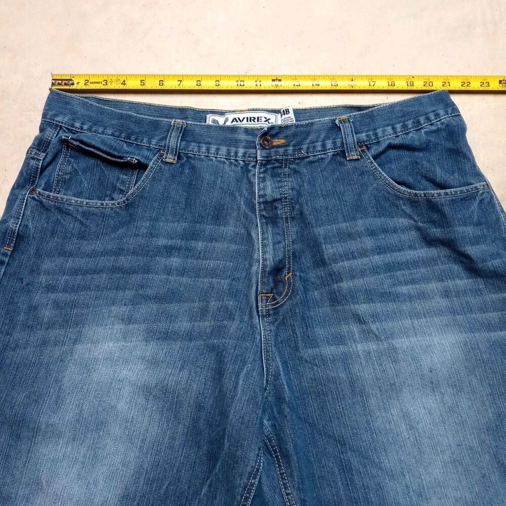 Avirex Denim Shorts Fits 42 Wide Leg Baggy Y2K Skater Long Inseam - Picture 4 of 6